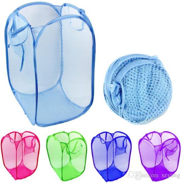 Foldable Laundry Bag Home Cloth Storage Mesh Washing Basket – Random Color