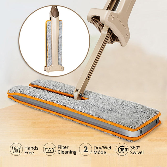 Self Wringing Double Sided Flat Magic Mop Hand Push Sweeper Hard Floor Clean Tool