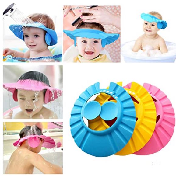 Adjustable Baby Shower Cap With Ear Protector (random Color)