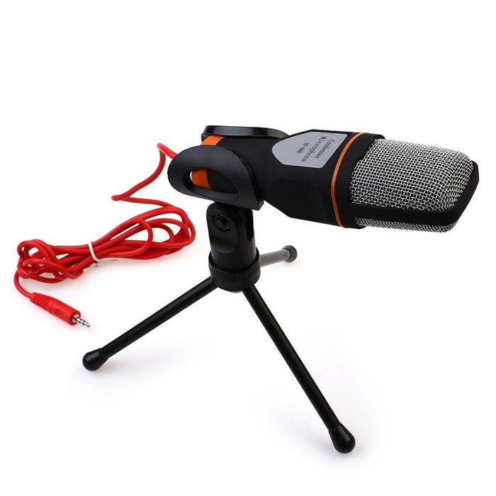 SF-666 Multimedia Studio 3.5mm Condenser Wired Computer Microphone with Tripod Stand