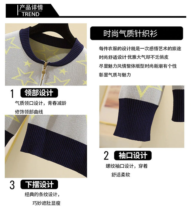 Women Clothes Jackets Fashion Coat Female Pentagram Printing Zipper Casual Top