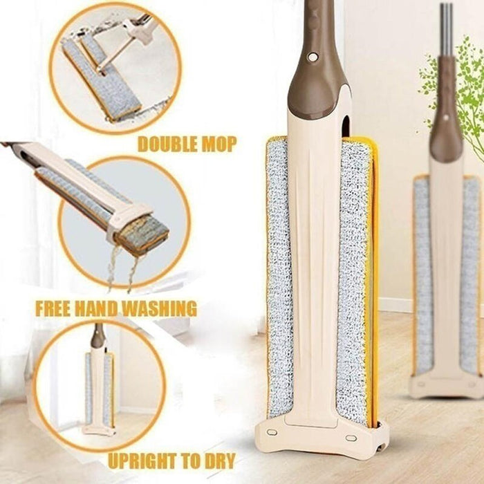 Self Wringing Double Sided Flat Magic Mop Hand Push Sweeper Hard Floor Clean Tool