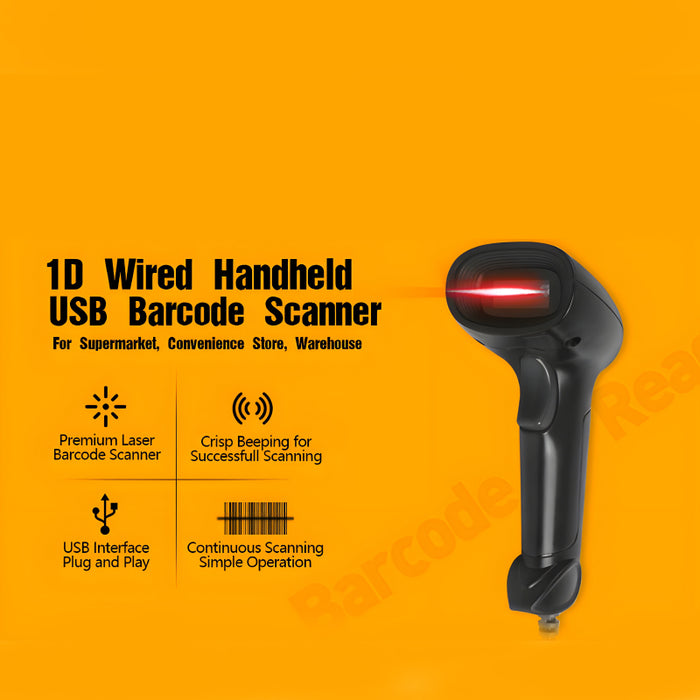 Master IT K112J High-Quality 1D Wired Handheld Laser Barcode Scanner – 200 Scans/Sec