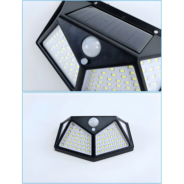 100 LEDs Rechargeable Motion Sensor Solar Interaction Waterproof Wall Lamp