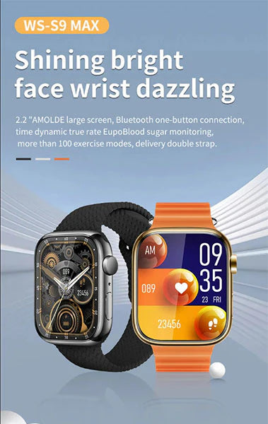 WS-S9 MAX Smartwatch with AMOLED Display with 2 Strap