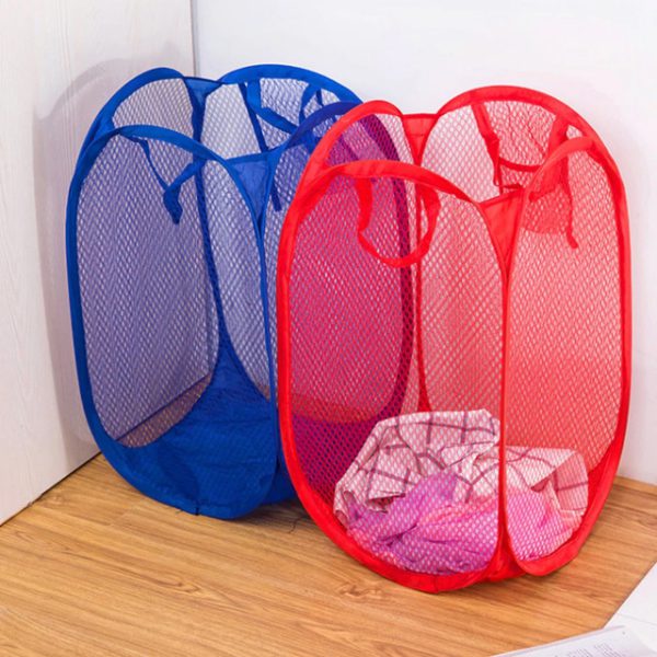 Foldable Laundry Bag Home Cloth Storage Mesh Washing Basket – Random Color