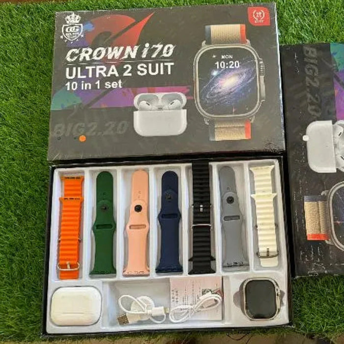 Crown i70 Ultra 2 Suit 10+1 Set – Smart Watch and Airpods