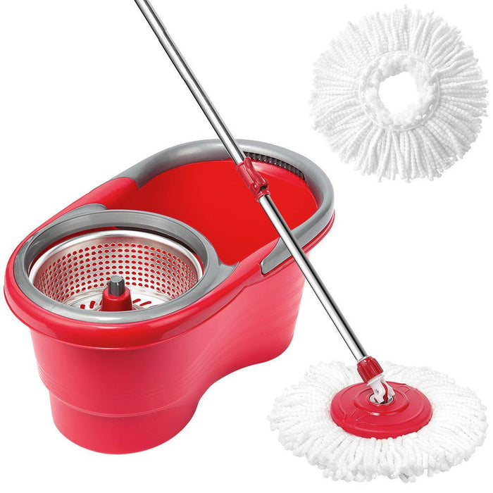 360 Spin Mop Bucket Set Portable Double Drive Stainless Steel Bucket Hand Pressure Rotation