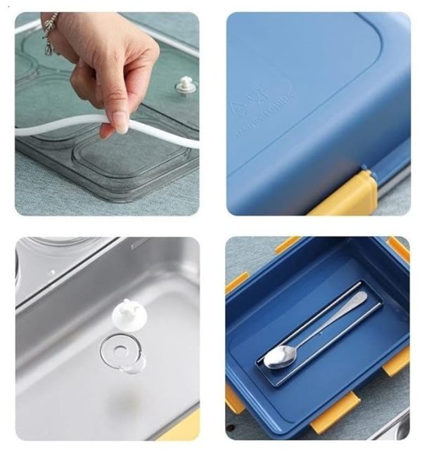 Stainless Steel Lunch Box Premium | Lunch Boxes With Removable Inner Plate Reusable For Adults, Kids Leakproof Reusable Microwave Freezer Safe (random Color)