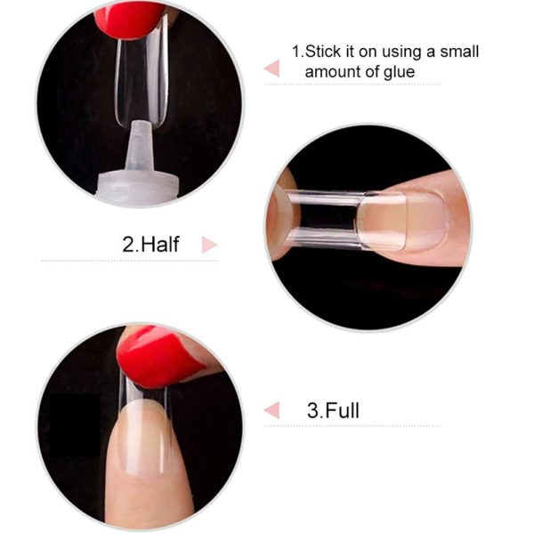 (square Shape )artificial Nails 100pcs With Nail Glue, Beautiful Fancy Fake Nails ,acrylic Nails Kit Transparent & Natural False Nail