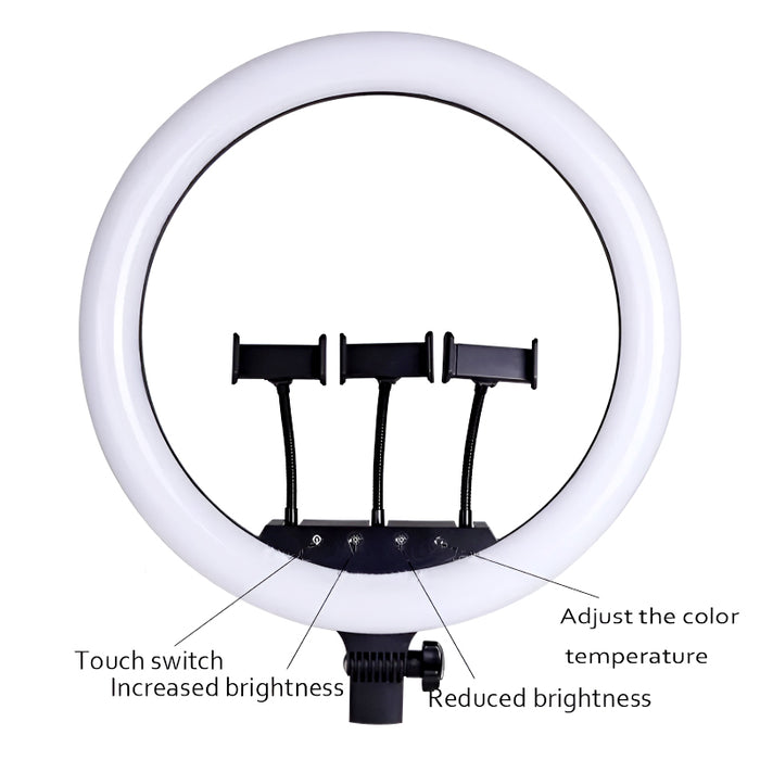 MJ18 45 CM RGB LED Soft Ring Light with 3 Phone Holders and Remote Control