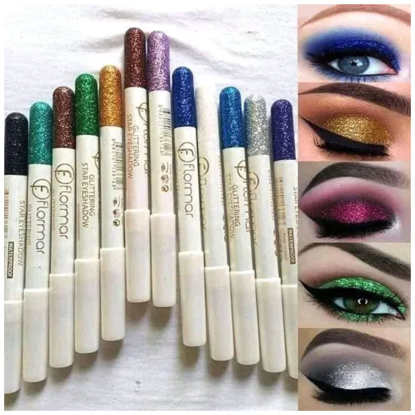 (pack Of 12) Pencils Flormor Waterproof Glitter Eyeshadow Pencil