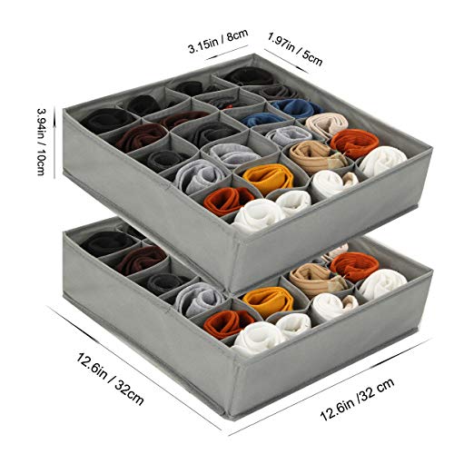 Pack Of 2 Foldable Women Underwear Separated Organizer Box Socks Storage