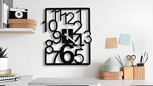 Big Modern Style Rectangle Shape Numbers Wall Clock Wall Clock Wooden Material.