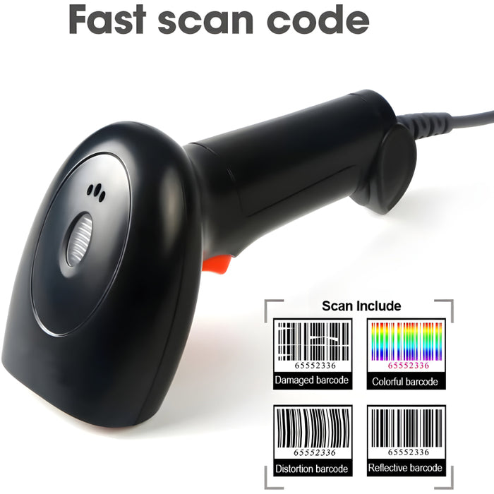 Master IT K112J High-Quality 1D Wired Handheld Laser Barcode Scanner – 200 Scans/Sec