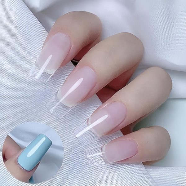 (square Shape )artificial Nails 100pcs With Nail Glue, Beautiful Fancy Fake Nails ,acrylic Nails Kit Transparent & Natural False Nail