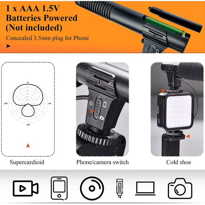 Multifunctional Professional Vlogging Kit With Tripod LED Video Light And Phone Holder