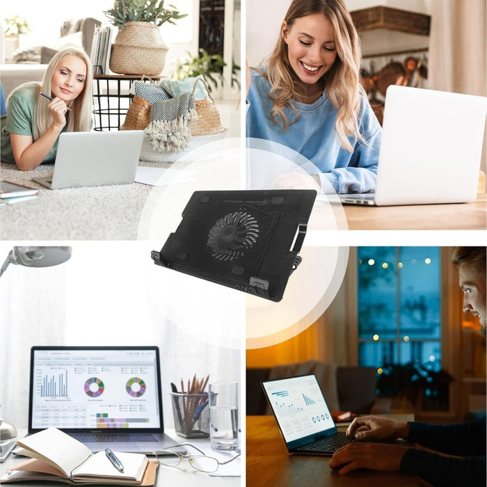 Slim And Portable USB Powered Laptop Cooling Pad With Adjustable Height, Ergonomic Design, And Advanced Airflow Technology