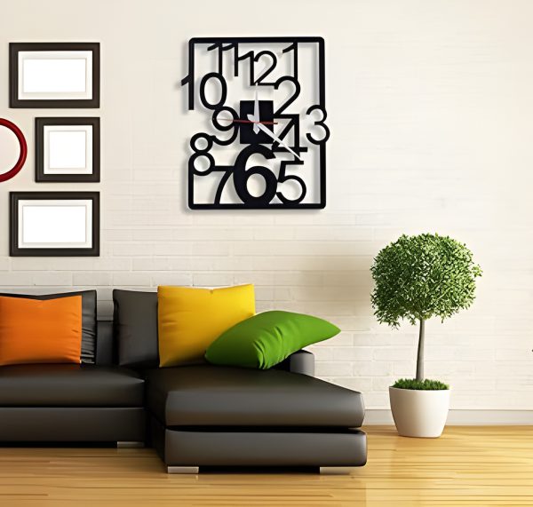 Big Modern Style Rectangle Shape Numbers Wall Clock Wall Clock Wooden Material.