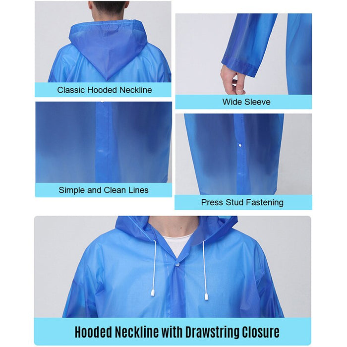 Unisex EVA Raincoat Waterproof Rain Poncho Coat Adult Clear Transparent Hoodie Rainwear Suit