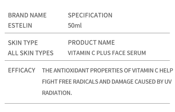 Estelin Vitamin C Plus Brightening & Anti-aging Face Serum | Hyaluronic Acid Niacinamide Face Serum – 50ml