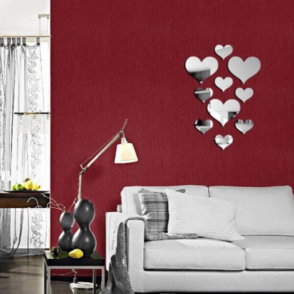 Acrylic Mirror Wall Stickers ( Heart Shaped )