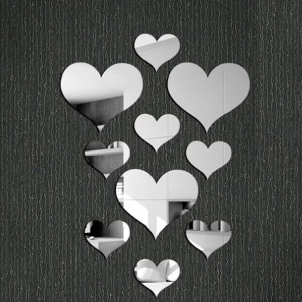 Acrylic Mirror Wall Stickers ( Heart Shaped )