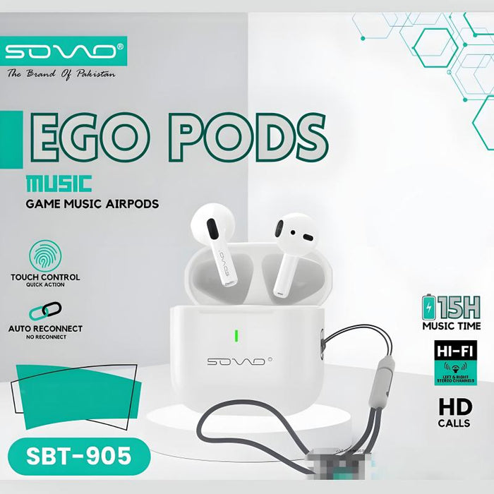 SOVO Ego Pods SBT-905 Touch-Control Waterproof Wireless Airpods For Ultimate Convenience