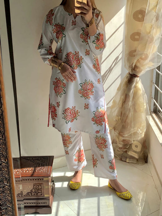 NEW GULAAB DESIGN TWO PIECE SUITS (Premium Lilen)