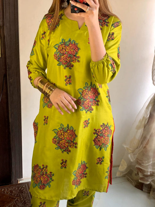 NEW GULAAB DESIGN TWO PIECE SUITS (Premium Lilen)