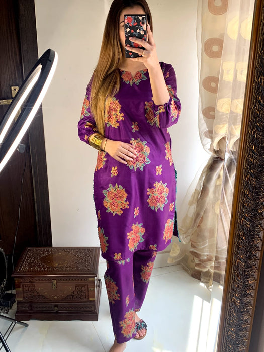 NEW GULAAB DESIGN TWO PIECE SUITS (Premium Lilen)