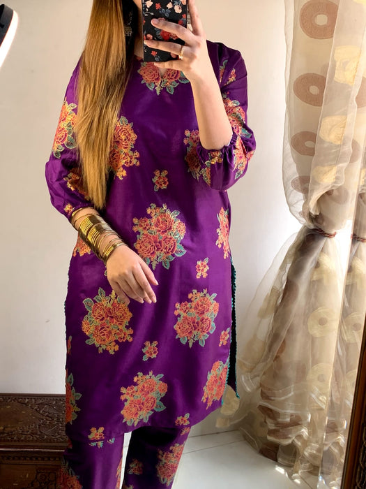 NEW GULAAB DESIGN TWO PIECE SUITS (Premium Lilen)