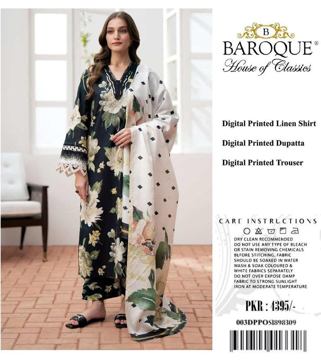 ALL OVER BAROQUE 3PC DIGITAL PRINT LINEN