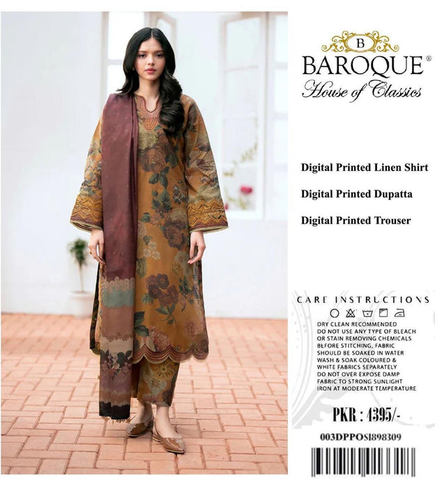 ALL OVER BAROQUE 3PC DIGITAL PRINT LINEN