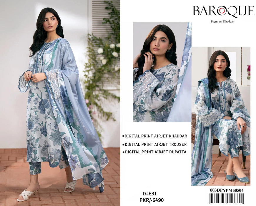 BAROQUE KHADDAR DIGITAL PRINT ALLOVER VOLUME 3Pc