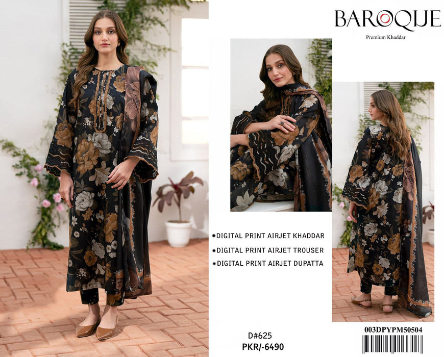 BAROQUE KHADDAR DIGITAL PRINT ALLOVER VOLUME 3Pc