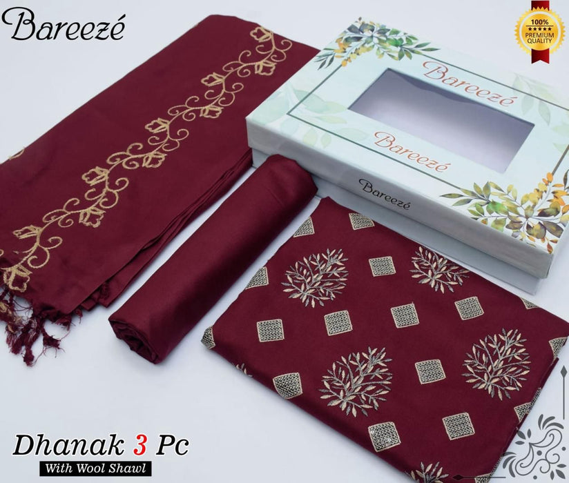 BAREEZE DHANAK EMB COLLECTION; 3pc Suits