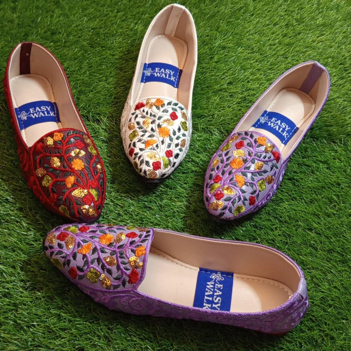 Elegant Flats in Mehroon, Purple, and White – Sizes Available from 6 to 11