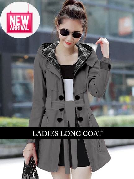 Hellow Womens Winter Hooded Trench Coat