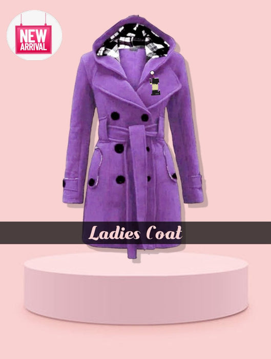 Hellow Womens Winter Hooded Trench Coat