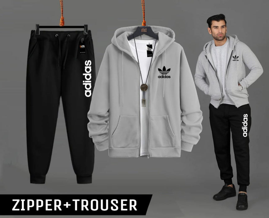 Winter (Pack of 2) Haider Grey Zipper With Trouser Tracksuit