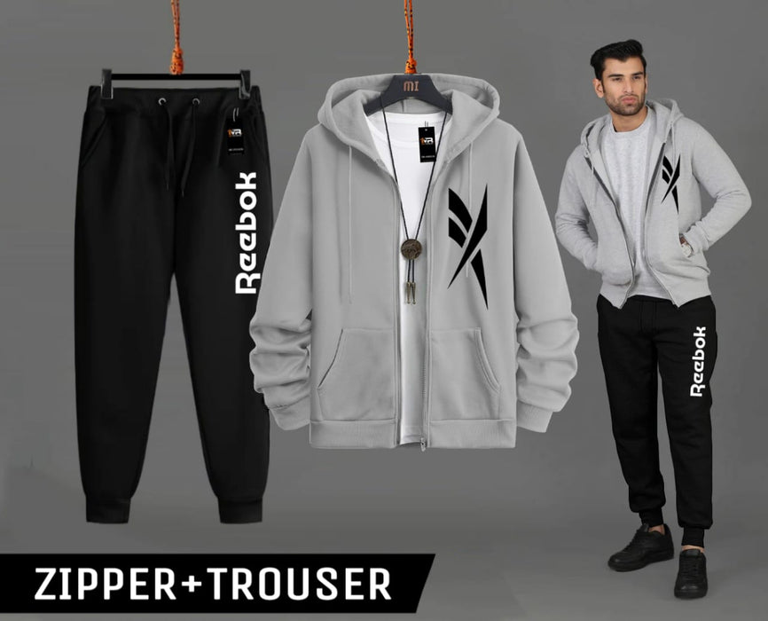 Winter (Pack of 2) Haider Grey Zipper With Trouser Tracksuit