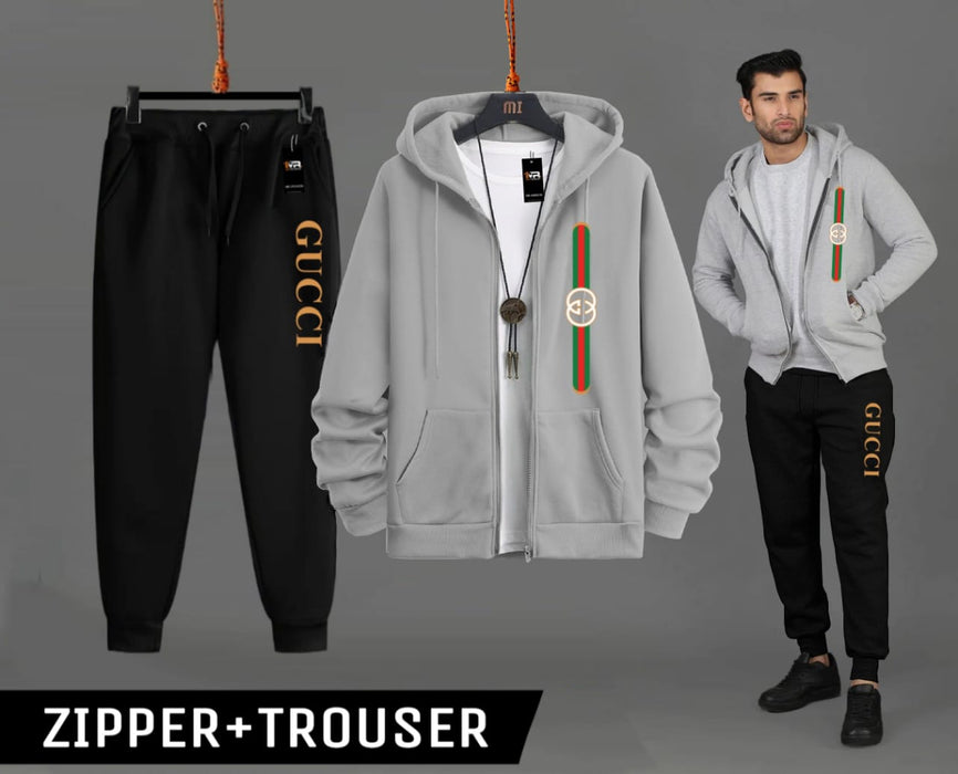 Winter (Pack of 2) Haider Grey Zipper With Trouser Tracksuit