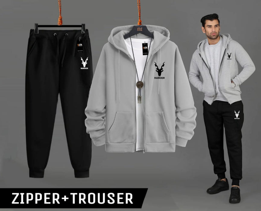 Winter (Pack of 2) Haider Grey Zipper With Trouser Tracksuit