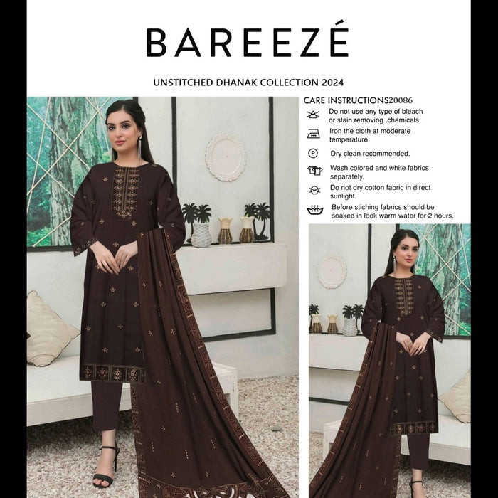 Bareeze Dhanak 3-Piece Collection with Embroidered Shawl