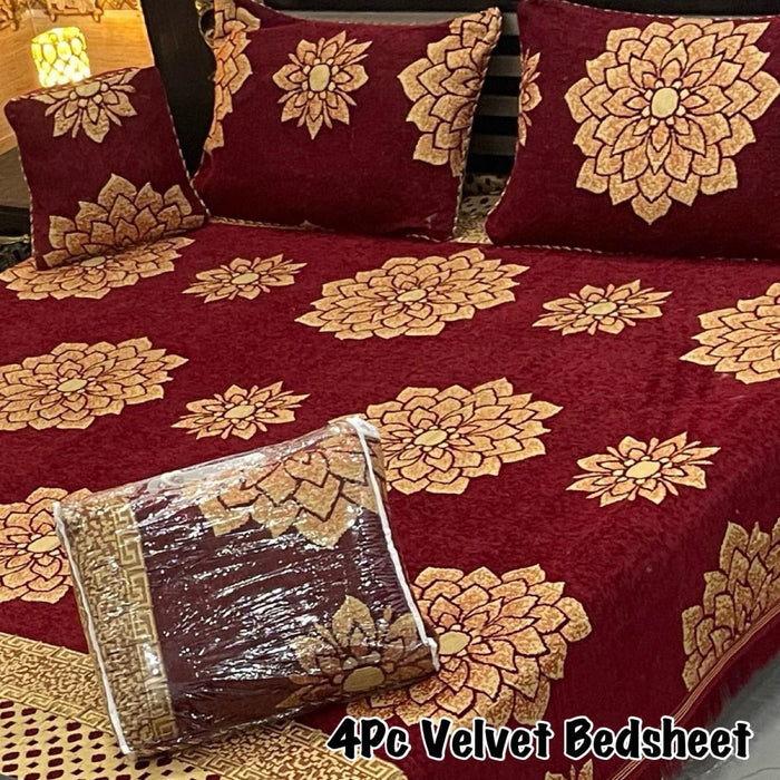 4Pc Velvet Jaquard Bedsheet