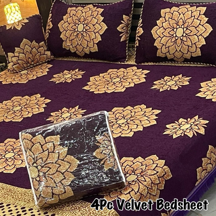 4Pc Velvet Jaquard Bedsheet