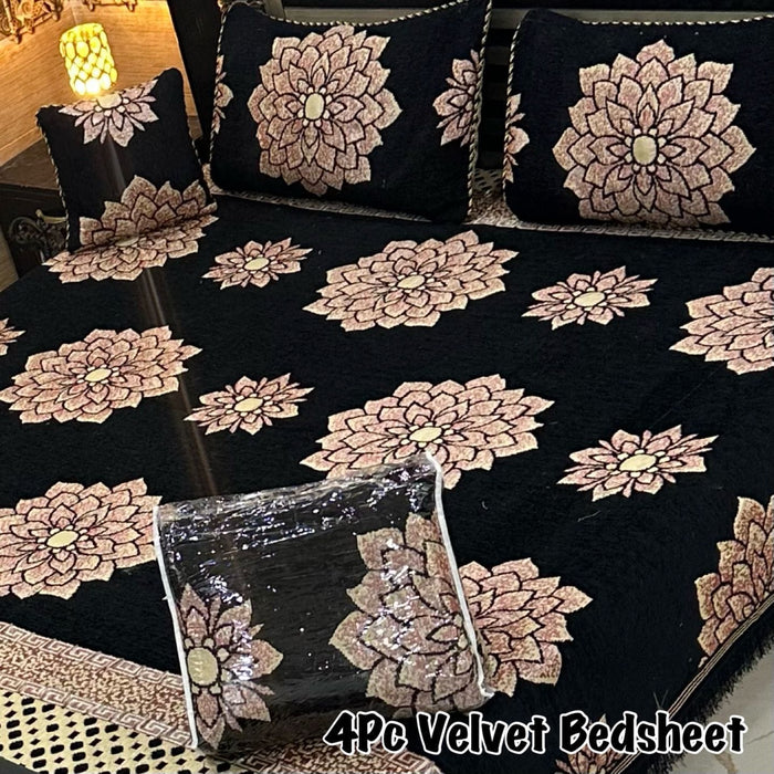 4Pc Velvet Jaquard Bedsheet