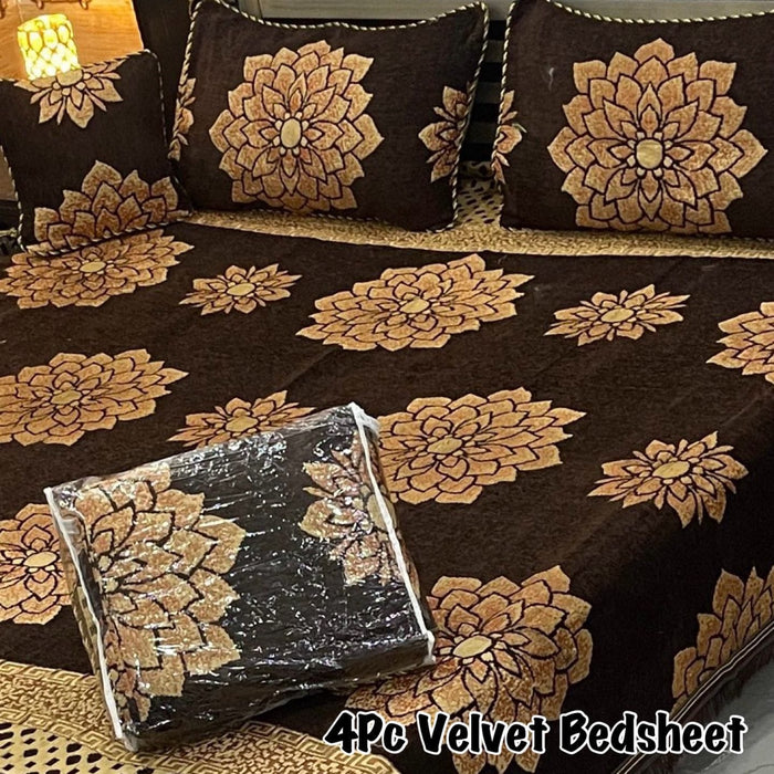 4Pc Velvet Jaquard Bedsheet