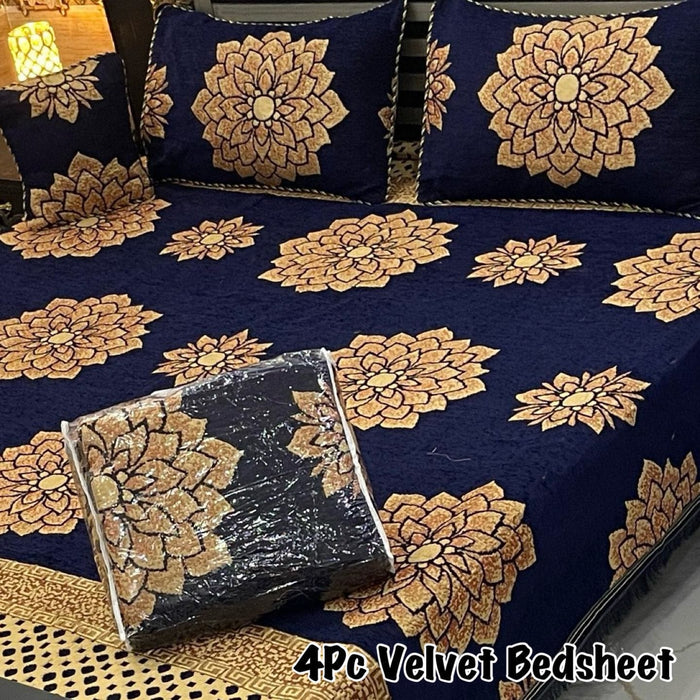 4Pc Velvet Jaquard Bedsheet